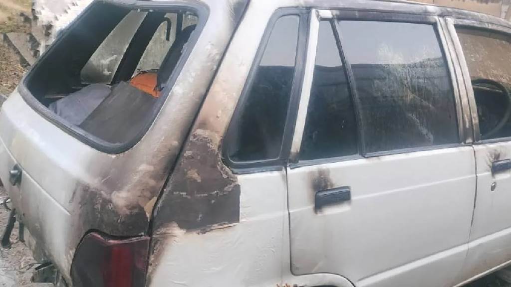 Attempted explosion at Baldev Nagar police station in the city Search continues for the accused who fled after setting fire to a car filled with three gas cylinders